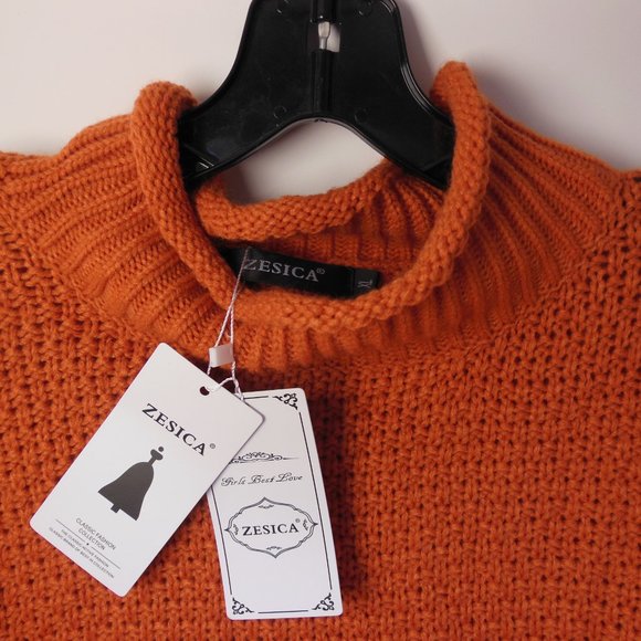 NWT ZESICA Pumpkin, Persimmon, Orange Sweater woman/ unisex XL Chunky fit. - Picture 5 of 9
